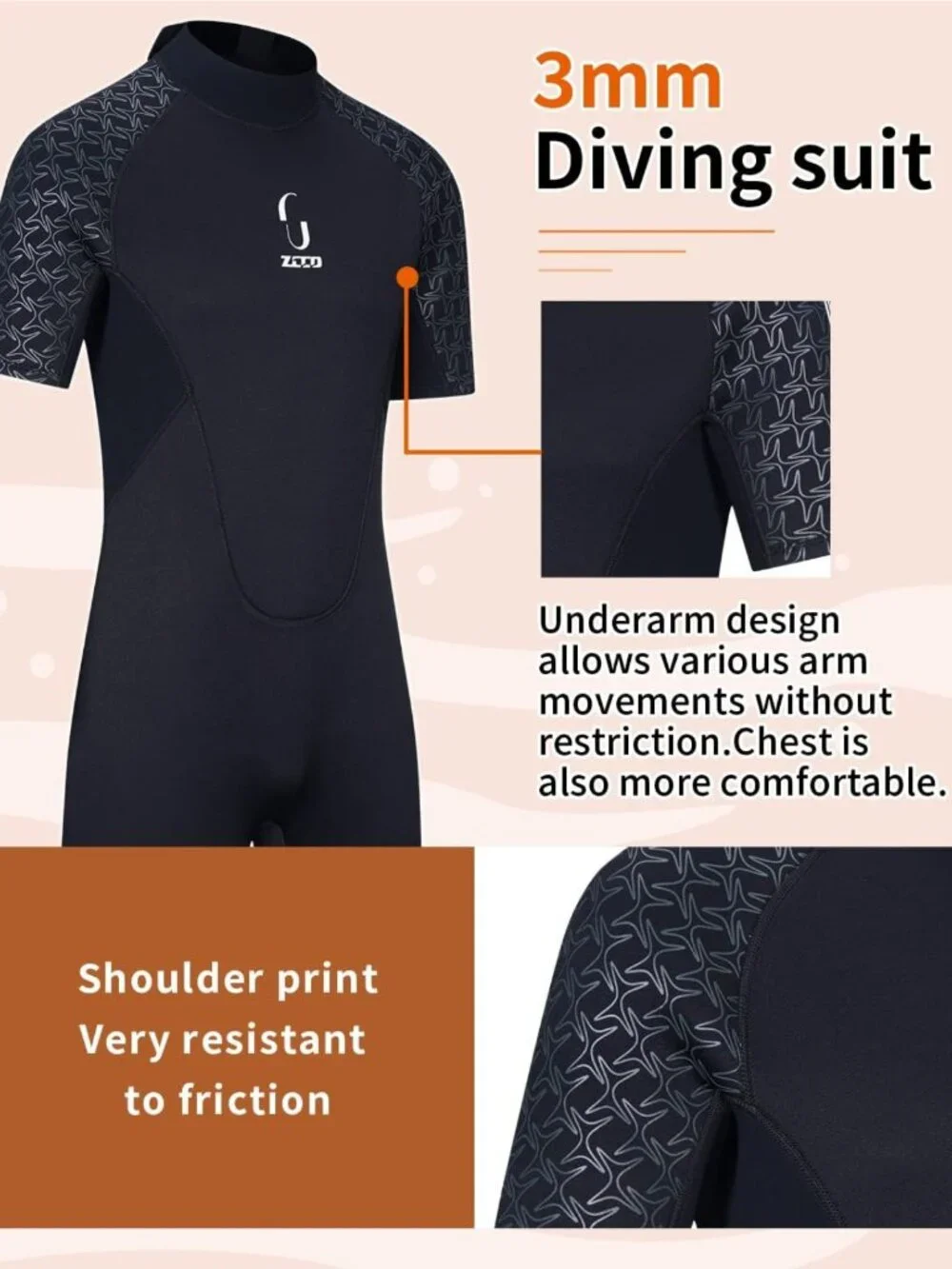 Men's & Women's 3mm Shorty Wetsuit - Full Body Dive Suit for Surfing